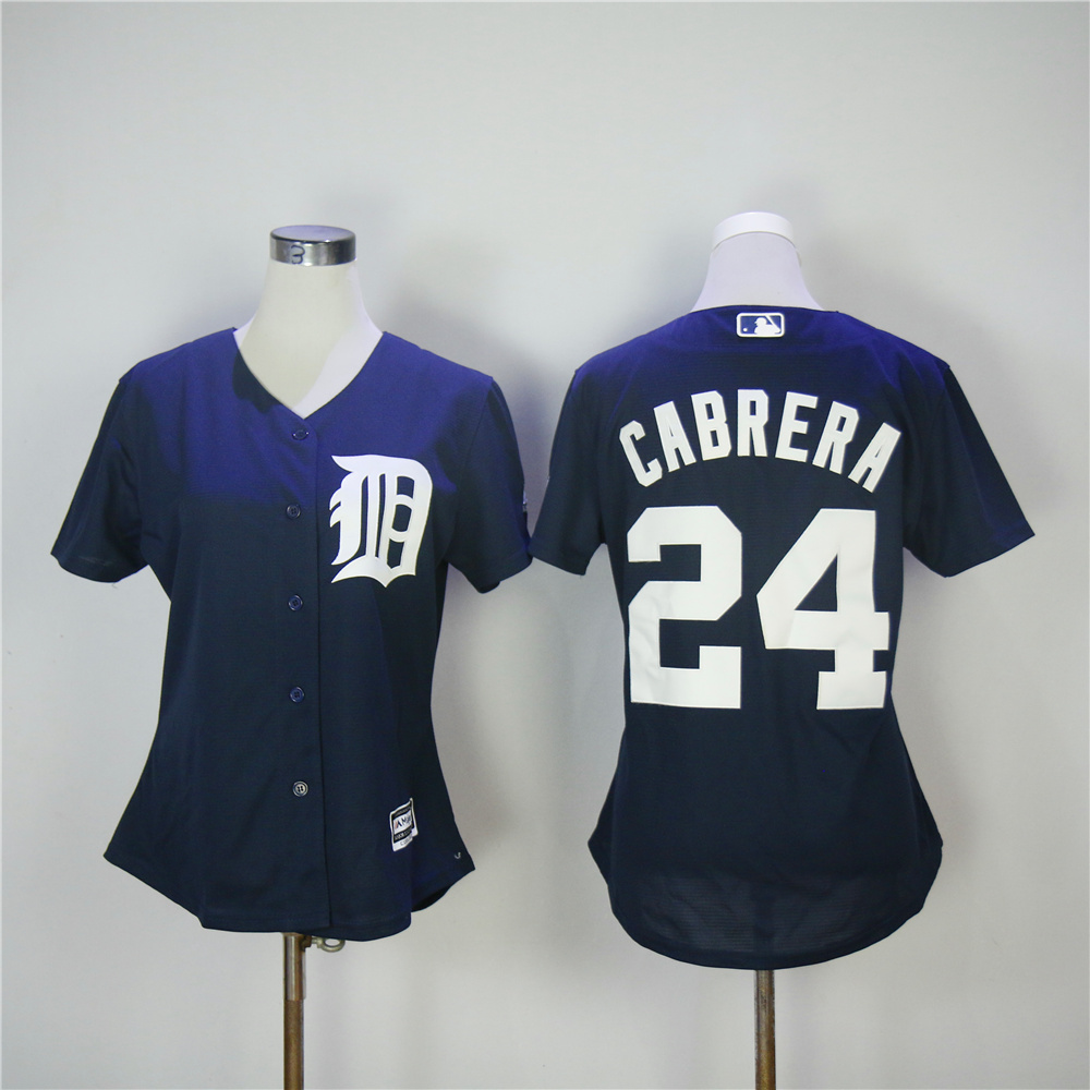 Women Detroit Tigers #24 Cabrera Blue MLB Jerseys